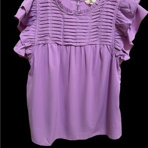 R20 Entro Lavender Pleated Ruffle Blouse